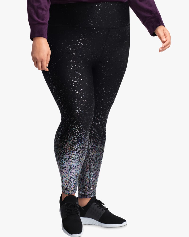 Front of plus size Roxbury Metallic Compression Legging by Beyond Yoga | Dia&Co | dia_product_style_image_id:117416